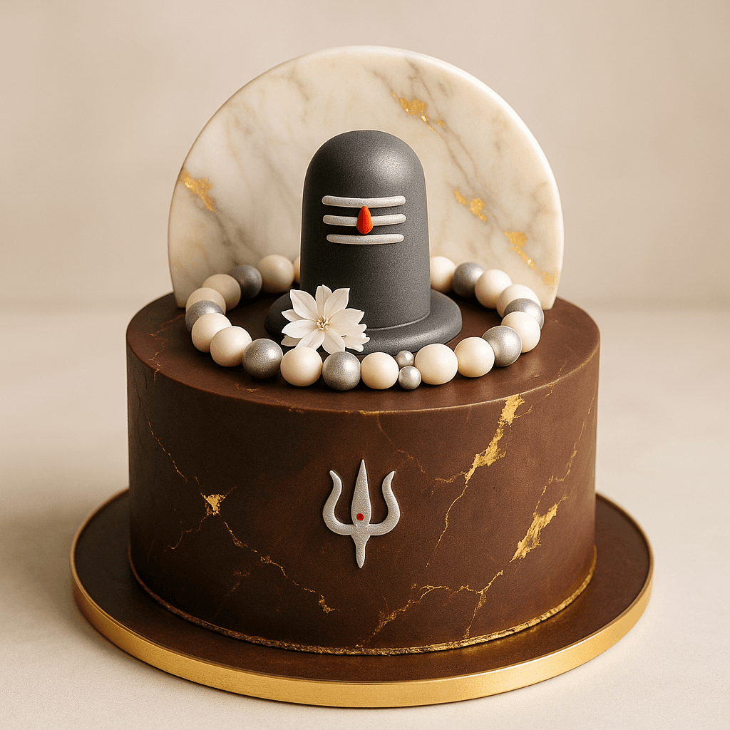 A cake with the symbol of Bholenath... Make it for the Shavan starting